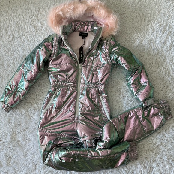 NWT CLUB EXX Aurora Beam Holographic Snowsuit in Pink Size S - Picture 1 of 11